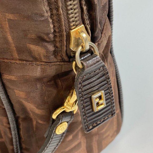 AUTH FENDI Zucca FF pattern 2WAY Shoulder Bag Tote Bag Nylon / Leather Brown - Picture 7 of 12